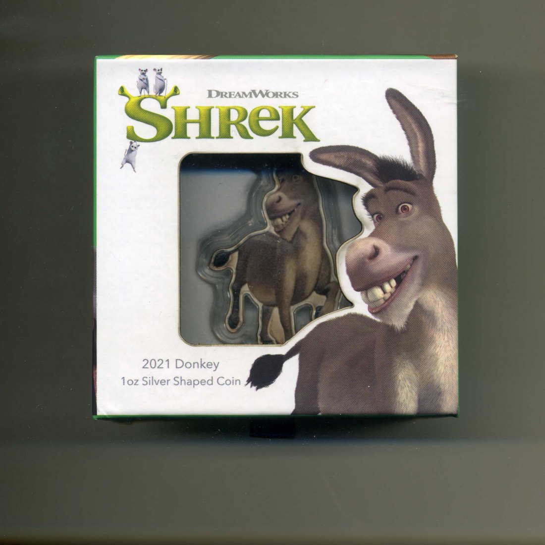  Niue 2 Dollar Shrek Esel in Original Box mit Zertifikat 1 Unze Feinsilber nur 1.000 Stück   