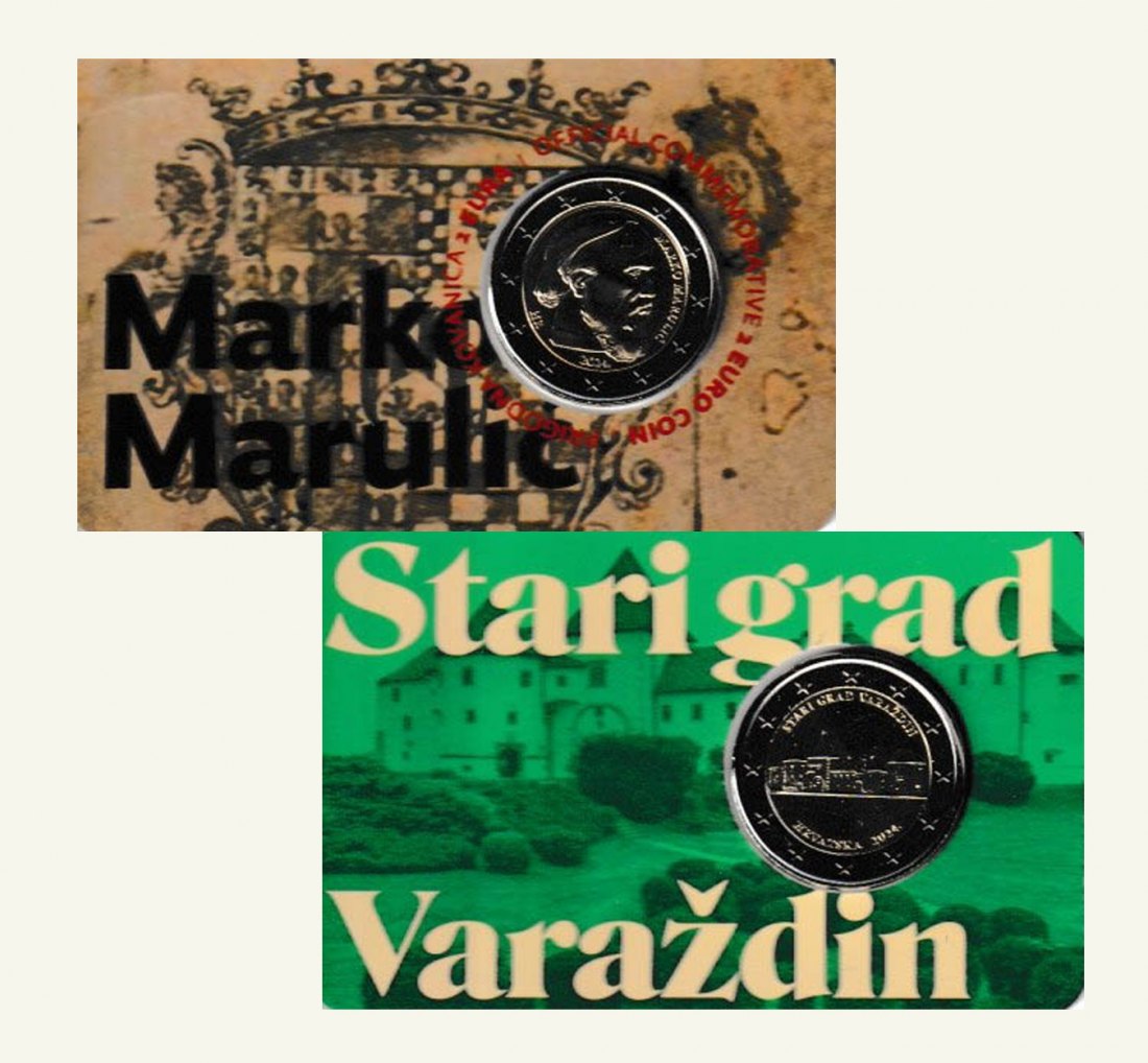  Offiz. Coincard 2 x 2-€-Sonderm Kroatien *Marco Marulic und Altstadt von Varazdin* 2024   