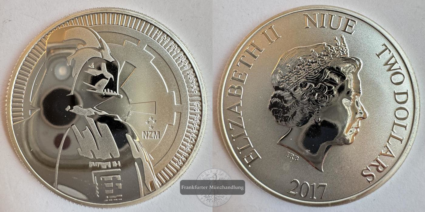  Niue 2 Dollars Elizabeth II (Darth Vader) 2017 FM-Frankfurt KM#1440 Feinsilber: 31,1g   