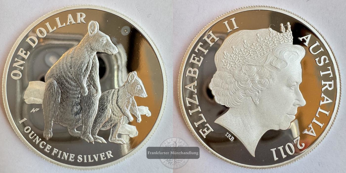  Australien 1 Dollar Silver Kangaroo 2011 FM-Frankfurt KM#1759 Feinsilber: 31,1g   