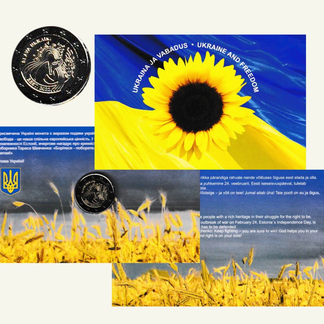  Offiz. 2-Euro-Sondermünze Estland *Ukraine und Frieden* 2022   