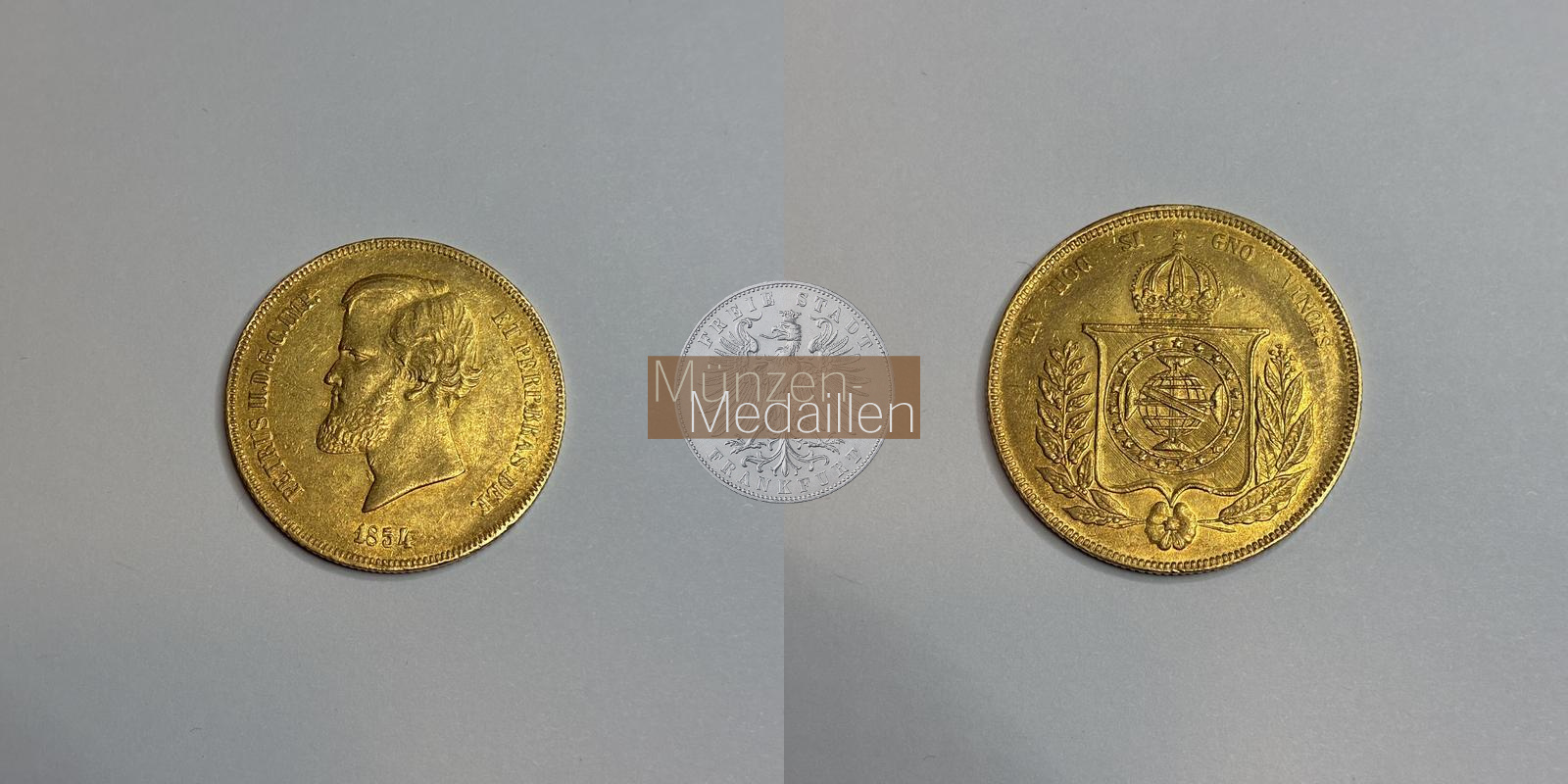  Brasilien 20.000 Réis 1854 MM-Frankfurt Feingold: 16,44g   