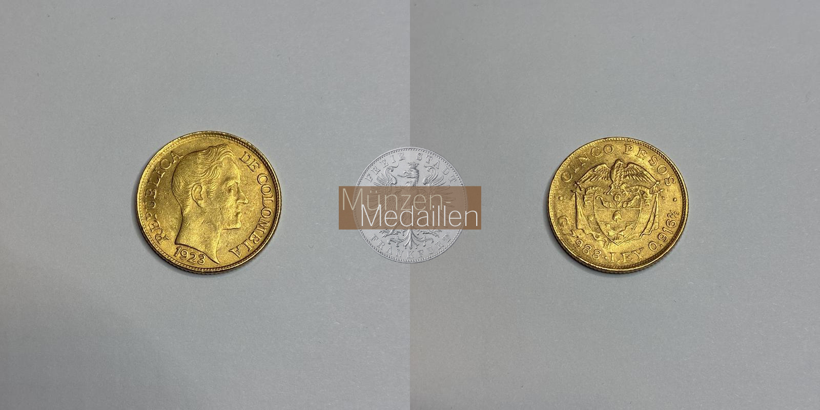 Kolumbien Feingold: 7,32g 5 Pesos 1923 