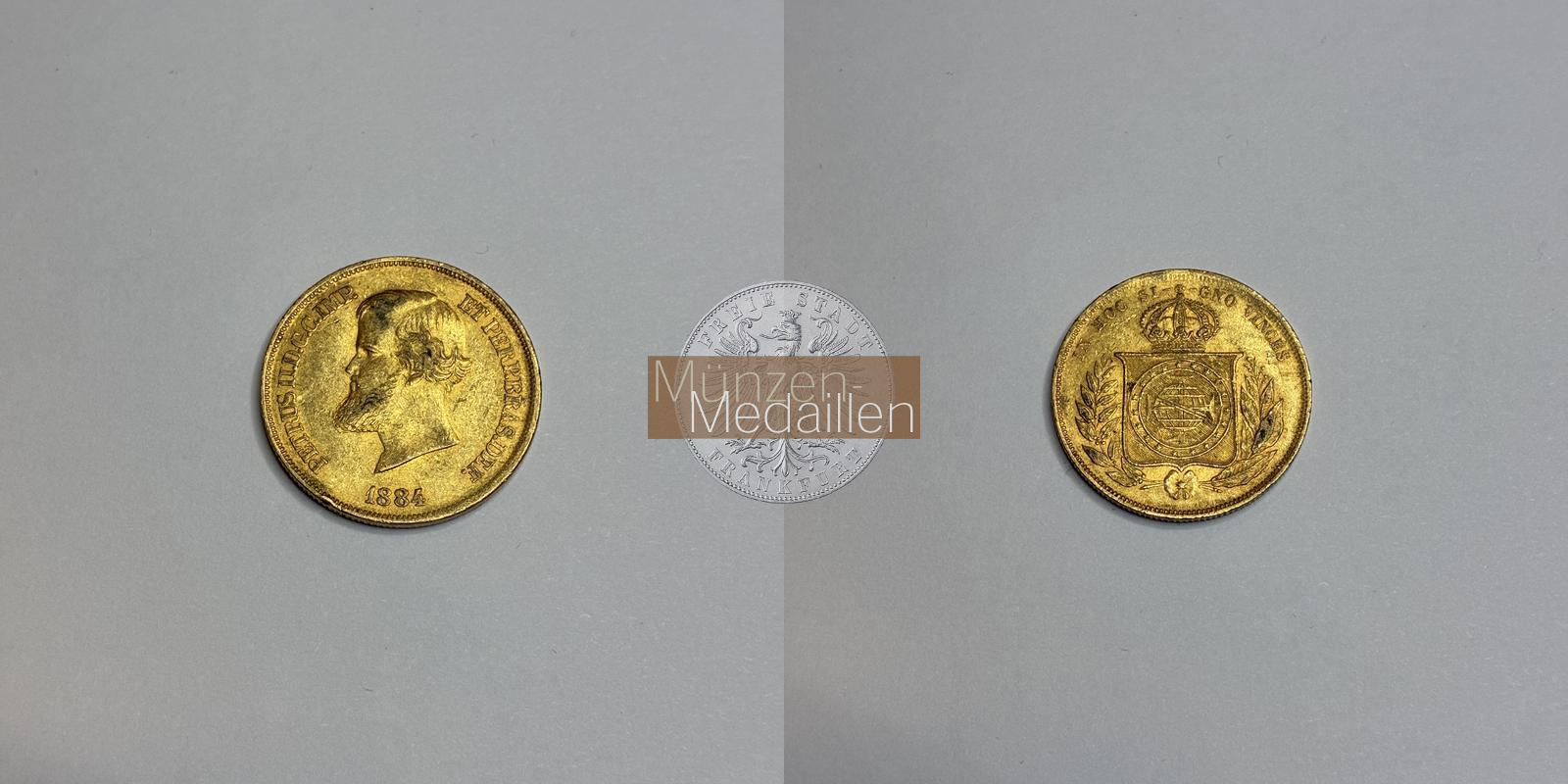  Brasilien 10.000 Réis 1884 MM-Frankfurt Feingold: 8,17g   