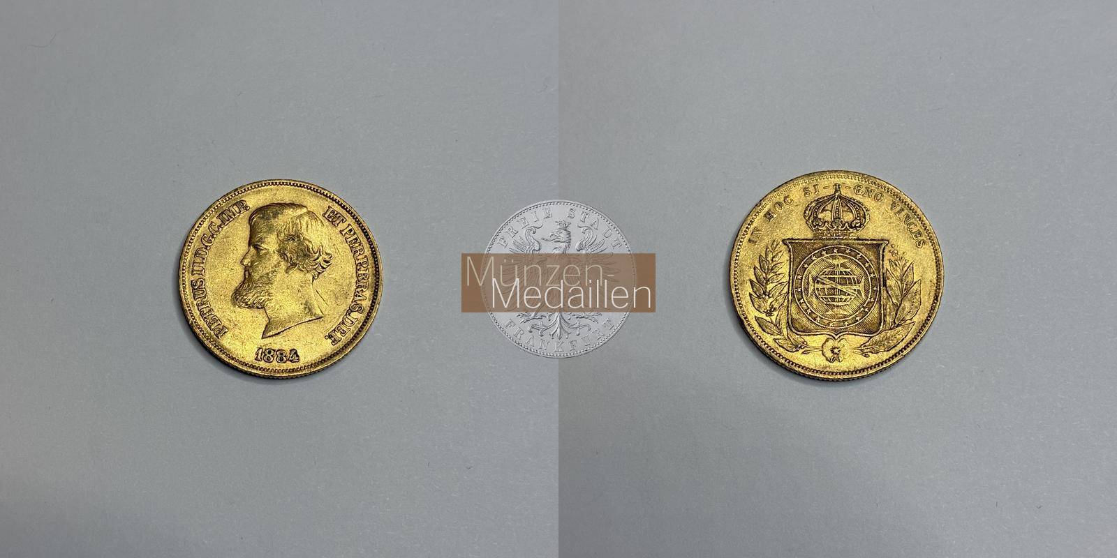  Brasilien 10.000 Réis 1884 MM-Frankfurt Feingold: 8,17g   