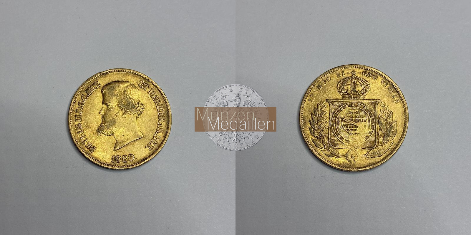  Brasilien 10.000 Réis 1880 MM-Frankfurt Feingold: 8,17g   