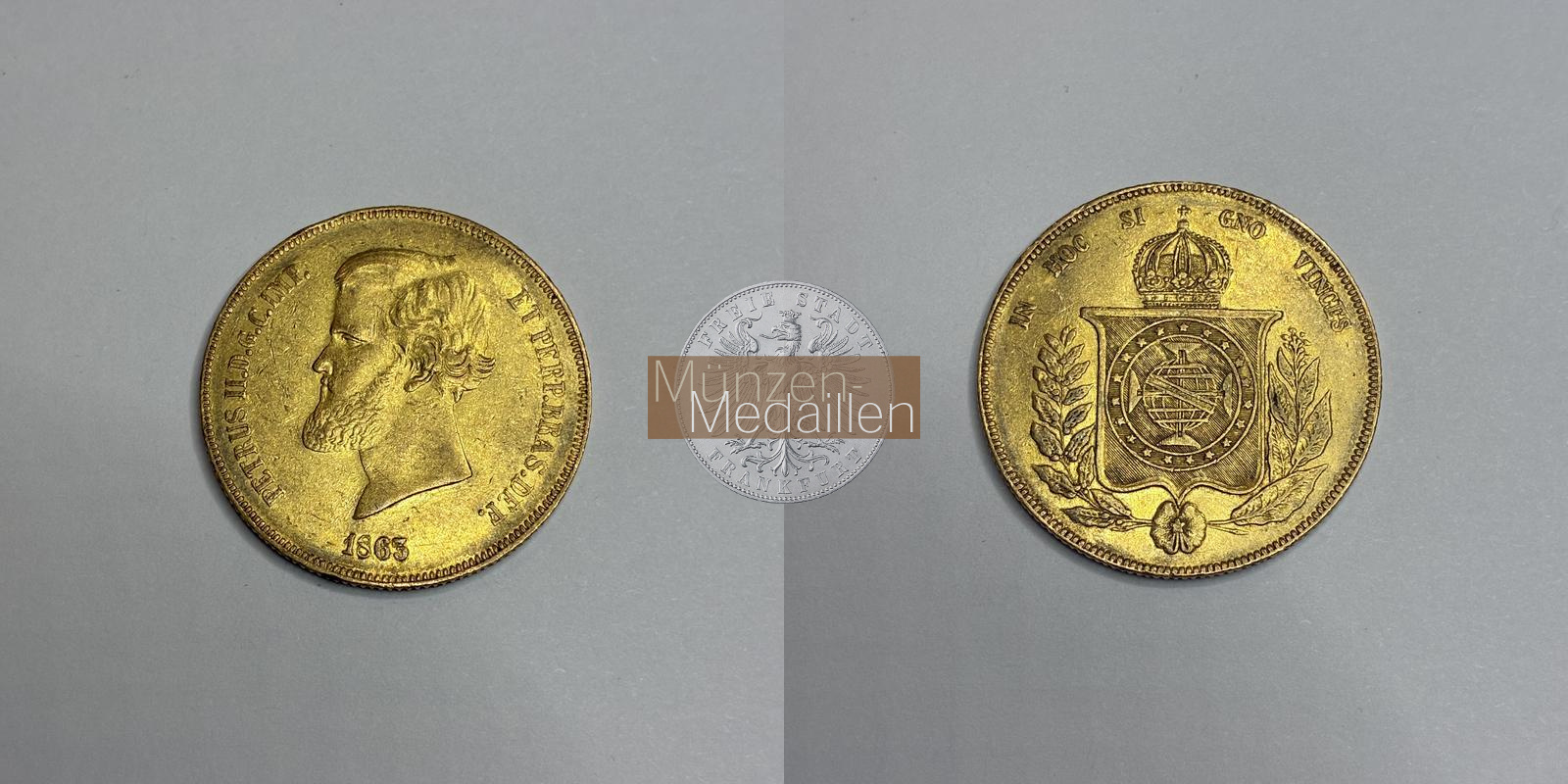  Brasilien 20.000 Réis 1863 MM-Frankfurt Feingold: 16,44g   