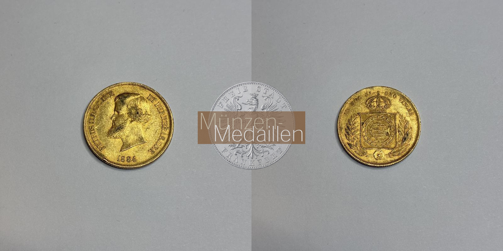  Brasilien 10.000 Réis 1884 MM-Frankfurt Feingold: 8,17g   