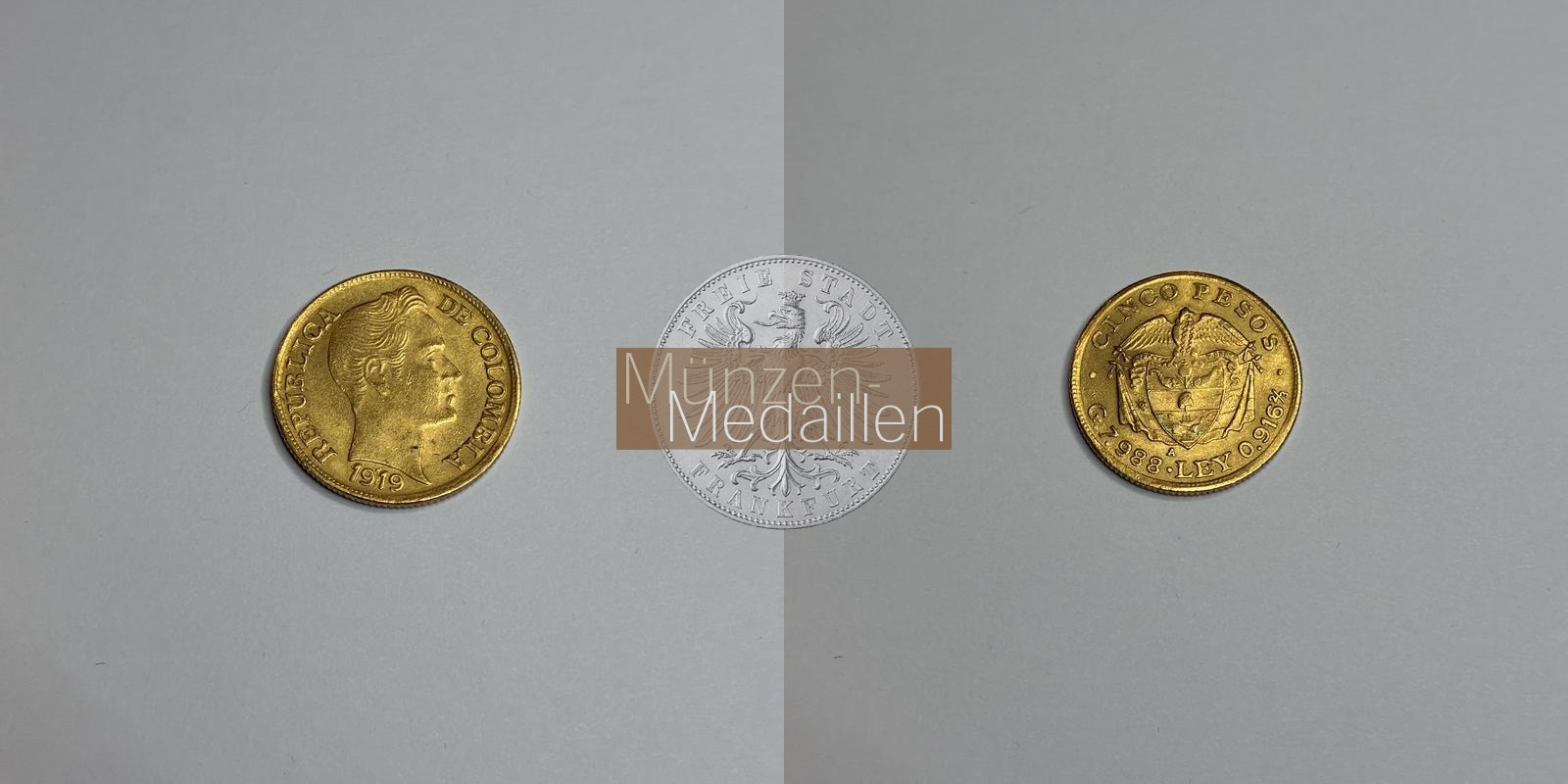 Kolumbien Feingold: 7,32g 5 Pesos 1919 