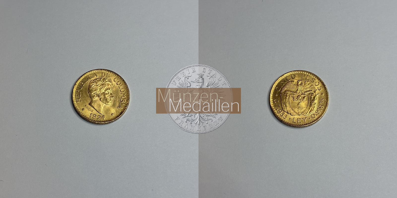 Kolumbien Feingold: 7,32g 5 Pesos 1924 