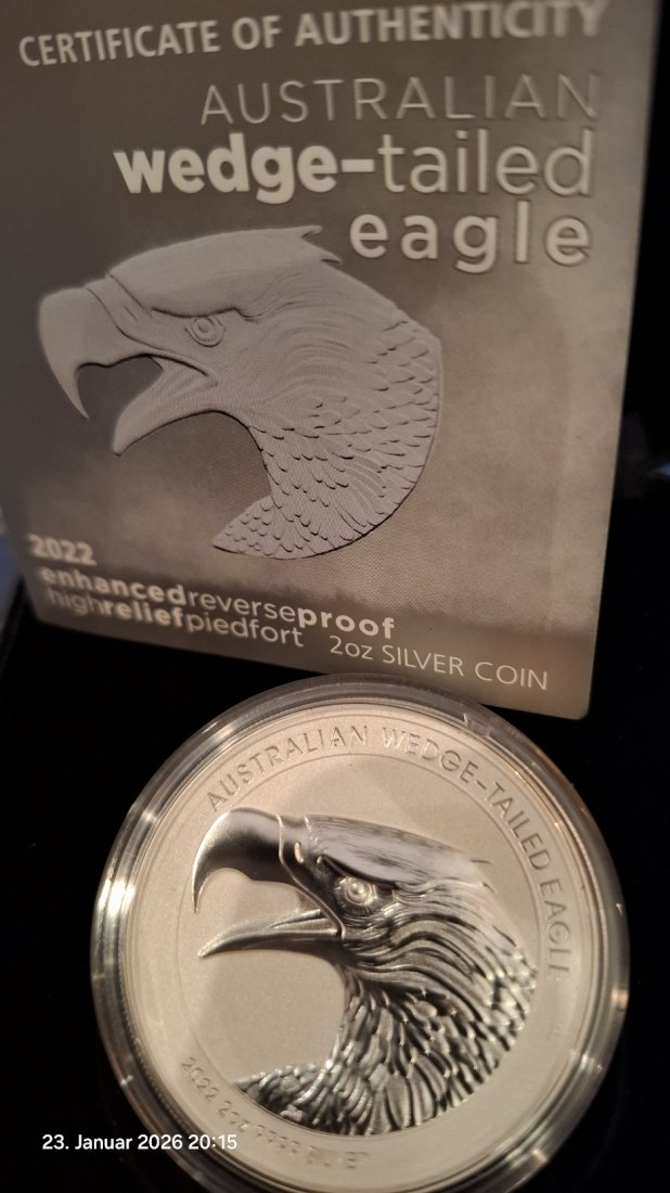  Australien 2 AUD 2 oz Silber 2022 Wedge tailed Eagle highrelief enhanced reverse proof   