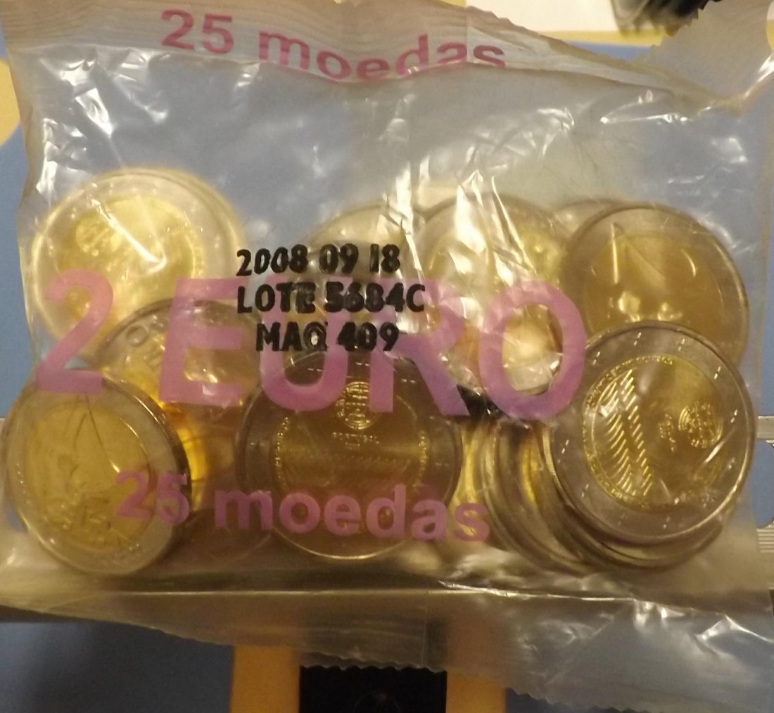  Portugal Gedenkmünze Menschenrechte 2008 Beutel 25 x 2 E   