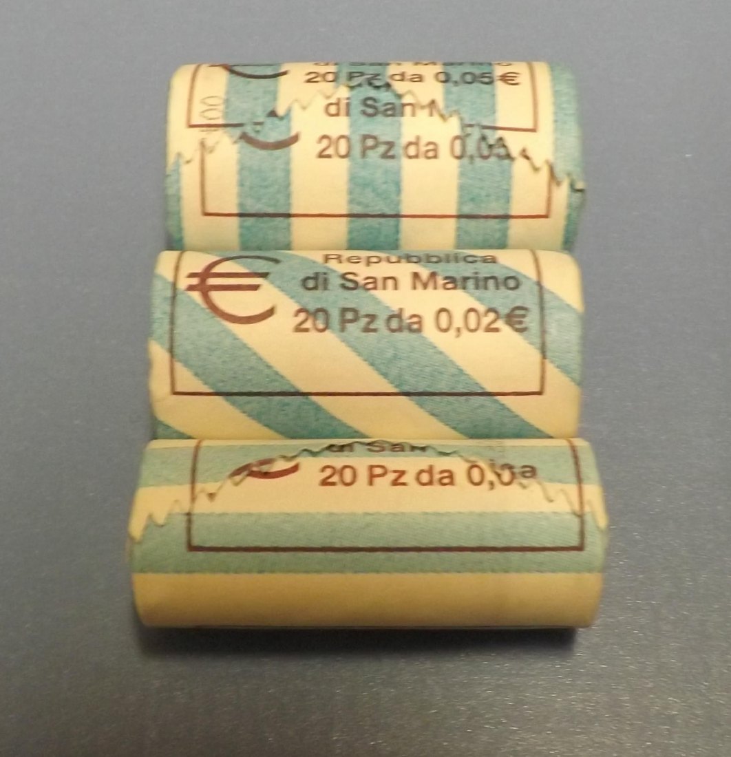  Rollensatz San Marino je 20 x 1, 2 und 5 Cent 2006   