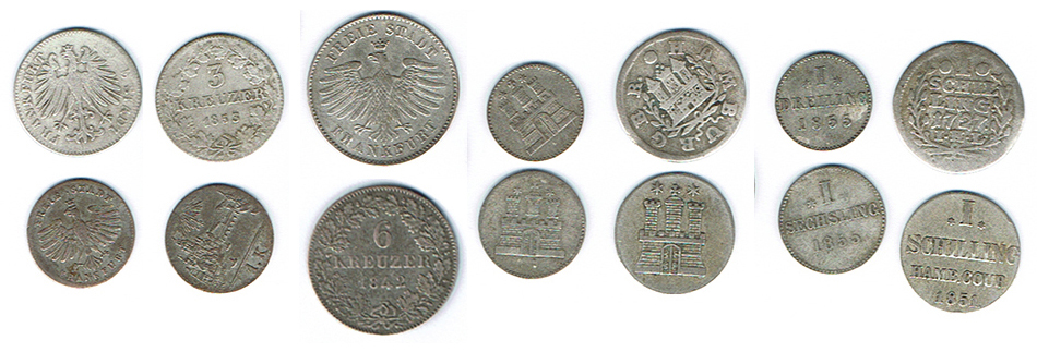  SZAIVERT ALTDEUTSCHLAND KLEINMÜNZEN SILBER HAMBURG FRANKFURT   