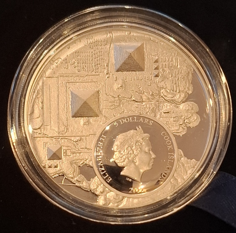  Cook Islands 5 $ 2022 Vermächtnis der Pharaonen 1 Oz Fine Silver Ultra high Relief: 1.500 Ex.   