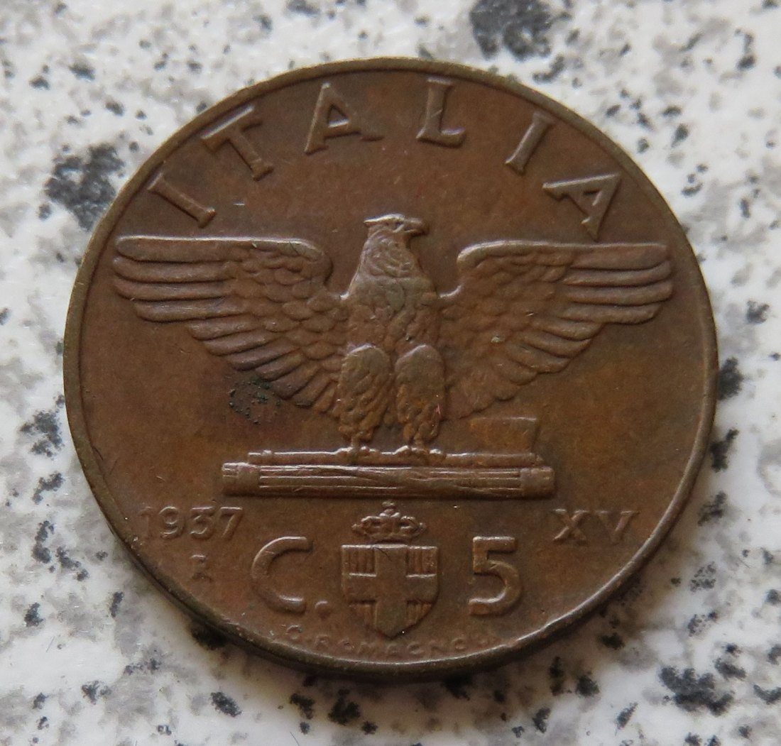  Italien 5 Centesimi 1937 R   