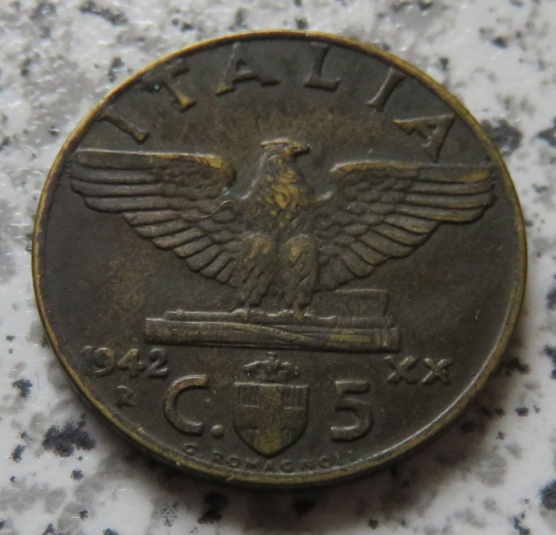  Italien 5 Centesimi 1942 R, Jahr XX   