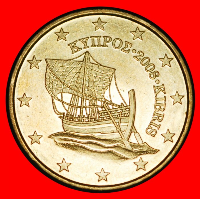  Ⰿ FINNLAND (2008-2024): ZYPERN ★ 10 EUROCENT 2008 NORDISCHES GOLD SCHIFFE! STG! OHNE VORBEHALT!   