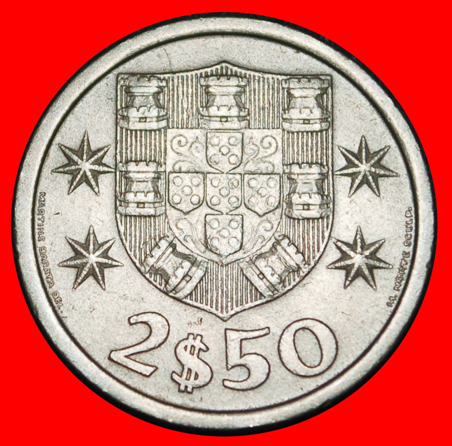  Ⰿ 25 SILVER BEZANTS (1963-1986): PORTUGAL ★ 2.50 ESCUDOS 1970 SHIP! ★LOW START ★ NO RESERVE!   