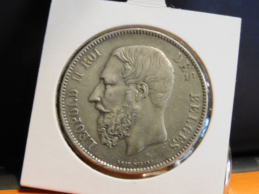  BELGIUM 5 FRANCS 1874.GRADE-PLEASE SEE PHOTOS.   