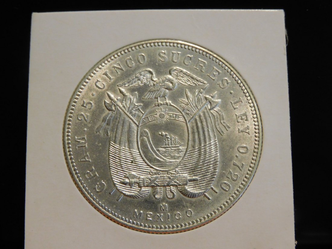  ECUADOR 5 SUCRES 1943.GRADE-PLEASE SEE PHOTOS.   