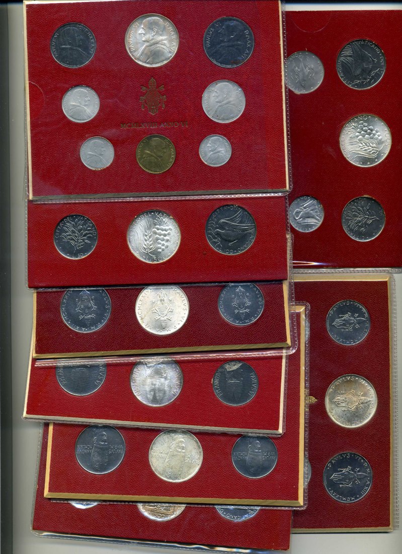  Vatikan KMS 1963-1978 komplett 16 Stück OVP 147 Gramm Feinsilber alleine die 16 500 Lire   