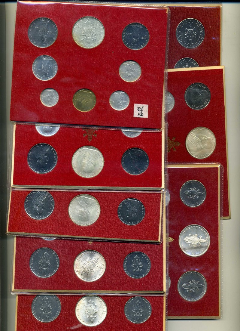  Vatikan KMS 1963-1978 komplett 16 Stück OVP 147 Gramm Feinsilber alleine die 16 500 Lire   