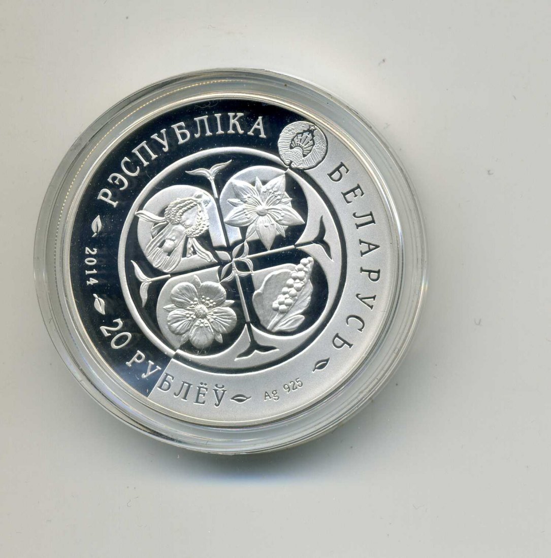  Weißrussland 20 Rubel 2014 seltenes Mondkraut nur 1000 Stück 1 Unze Feinsilber   