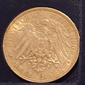  Deutsches Kaiserreich. 3 Mark. 1909 Hamburg Silber Start über 10 Prozent unter Kurs   