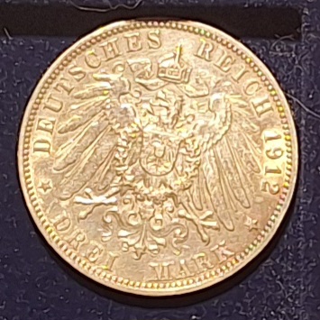  Deutsches Kaiserreich. 3 Mark. 1912 Hamburg Silber Start über 10 Prozent unter Kurs   