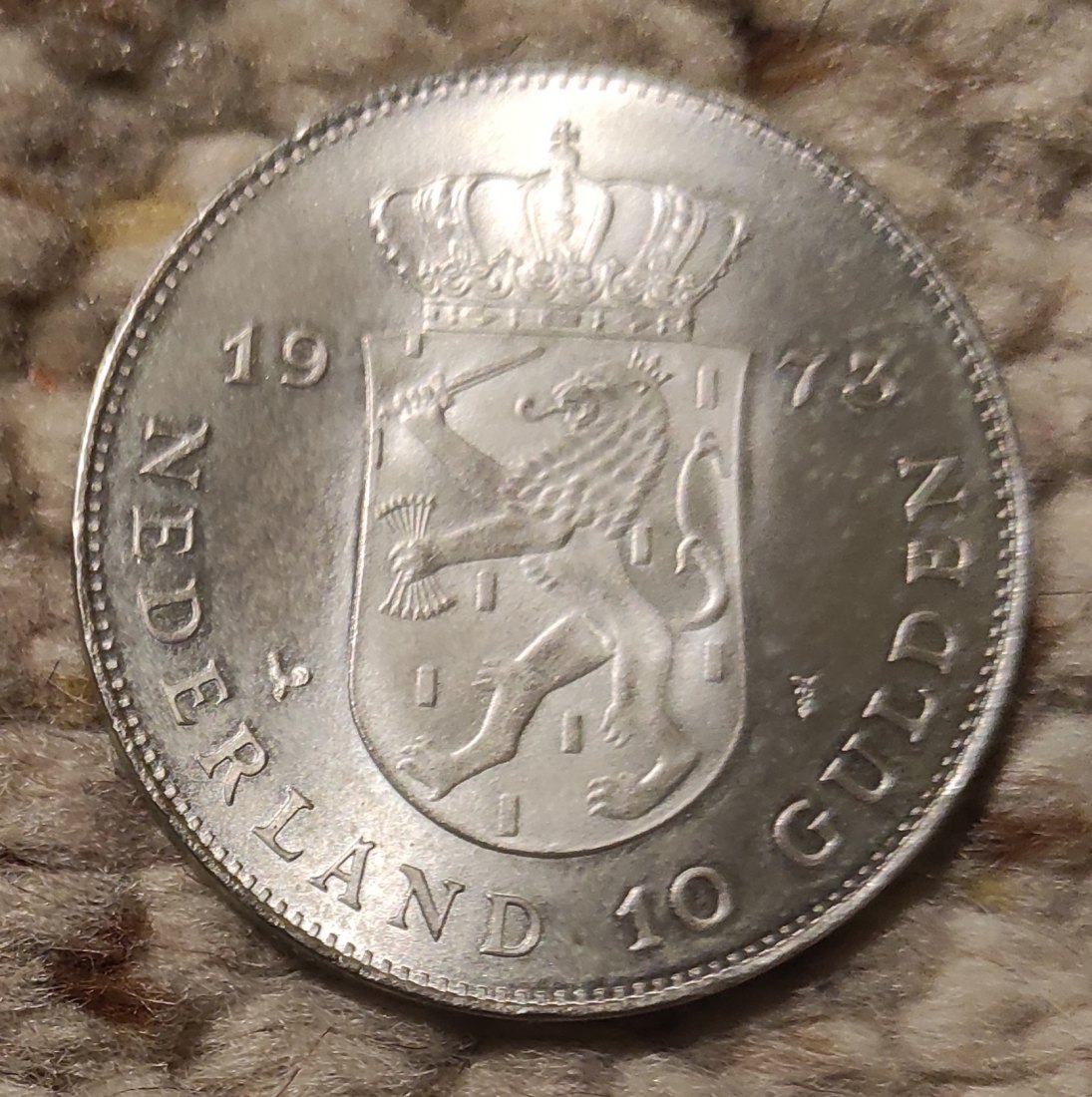  Niederlande 10 Gulden 1973 SILBER makellos   