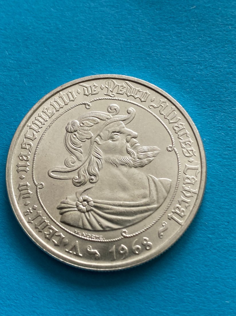  Portugal, 50 Escudos 1968, Pedro Cabral,18,1 gr. Silber, stgl.   