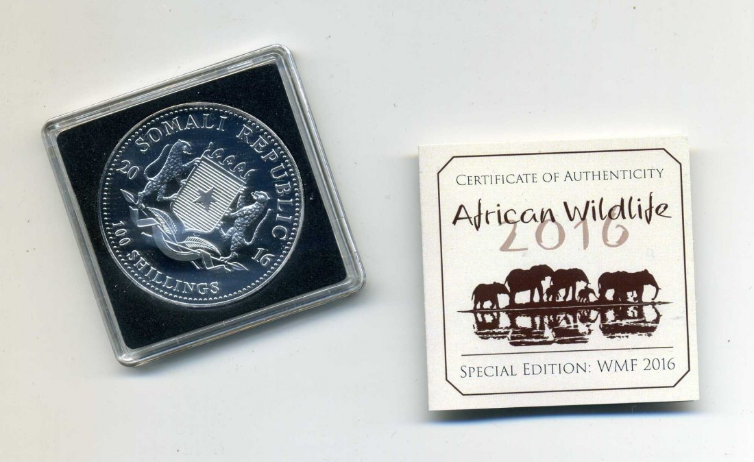  Somalia 100 Schilling 2016 Elefant mit Privy Mark WMF Berlin + OVP+Zert. nur 1000 Stück   