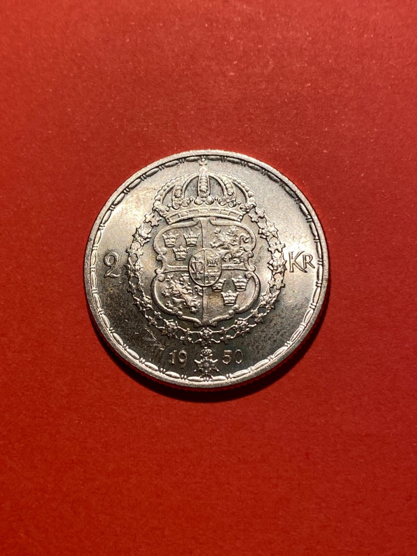  Schweden, 2 Kronen, 1950 Silber, 14,0 Gr., stgl.   
