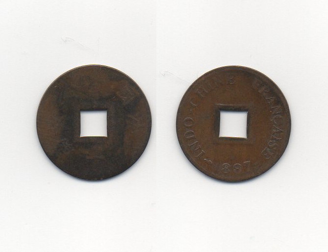  French Indochina 2 Sapeque 1887 A   