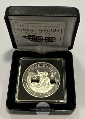  Somalia  100 Schilling 2024 African Wildlife Elephant Privy Mark FM-Frankfurt  Feinsilber: 31,1g   