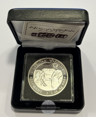 Somalia  100 Schilling 2019 Wildlife Elephant Privy Mark FM-Frankfurt  Feinsilber: 31,1g   