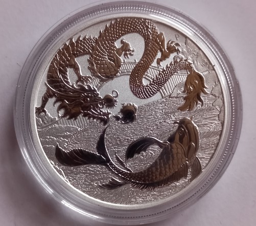  Australien 1 Dollar 2023 Dragon & Koi Chinese Myths & Legends 1 Oz Silber 31,1 gr   