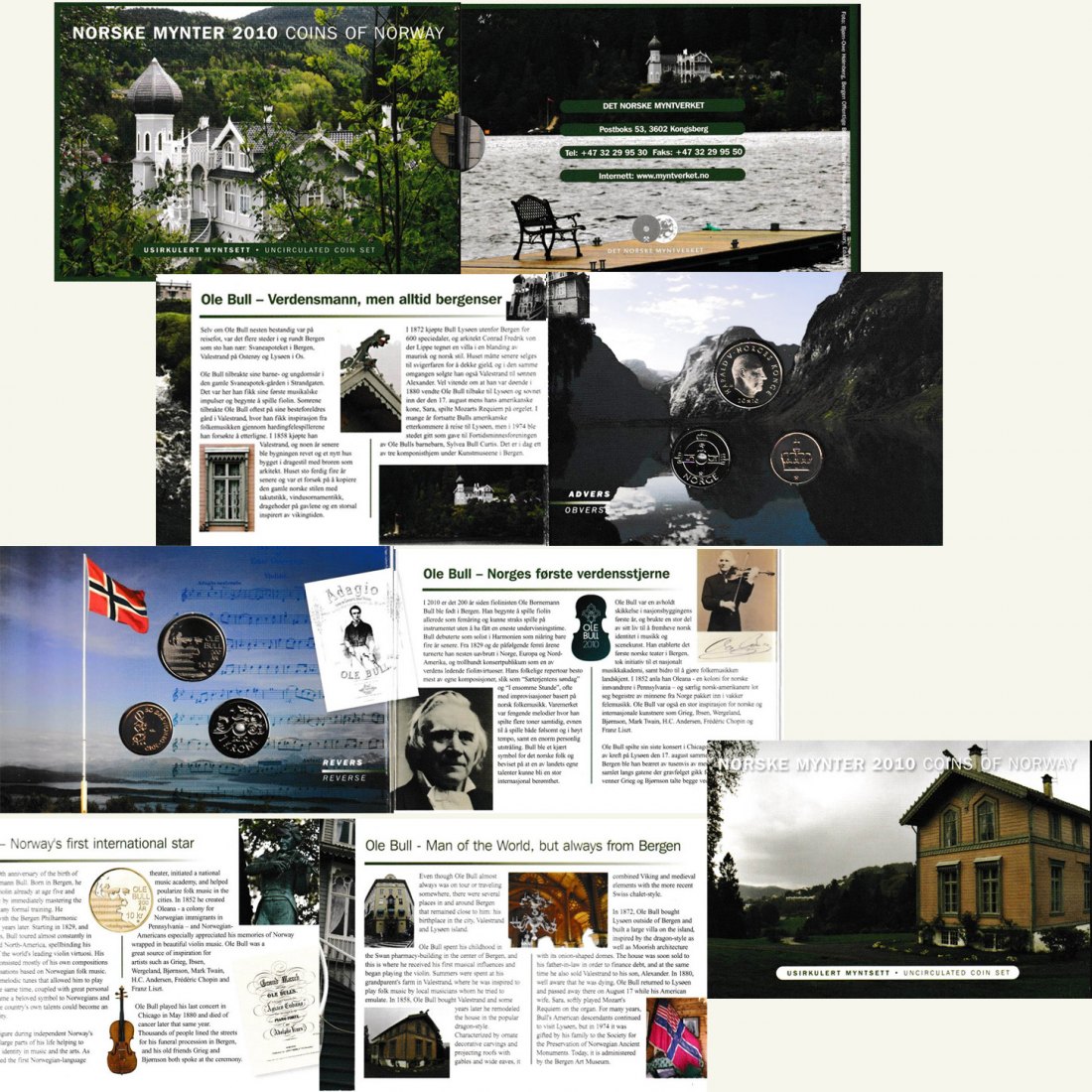 Offiz. KMS Norwegen *Komponist Ole Bull* 2010 mit der 10-Kronen-Sondermünze* nur 25.000St!   