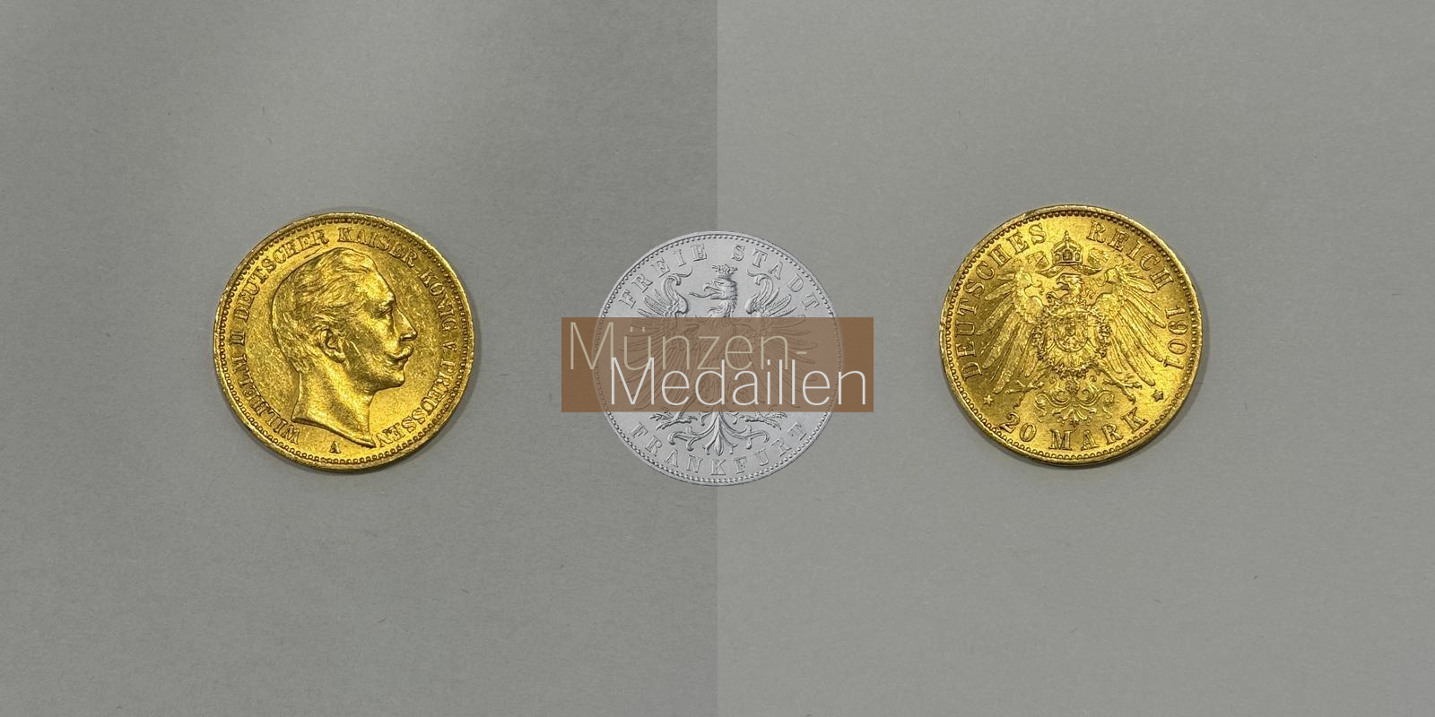Dt. Kaiserreich Preussen, Wilhelm II. MM-Frankfurt Feingold: 7,17g 20 Mark 1901 A 