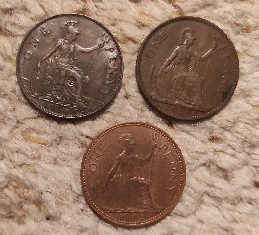  Großbritannien 3 x 1 Penny 1936, 1939, 1962   