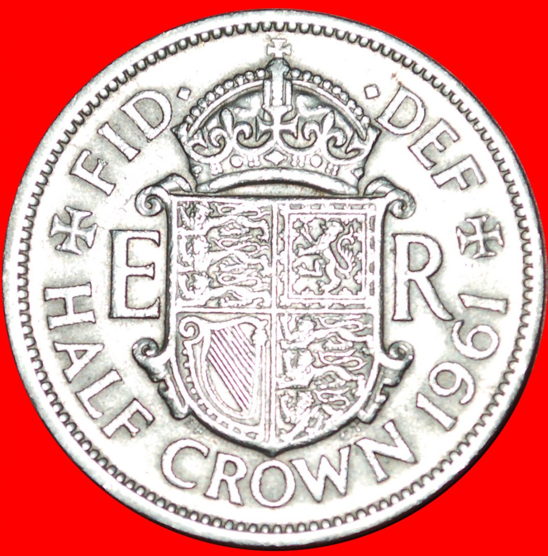  Ⰿ COAT OF ARMS 1953-1970:GREAT BRITAIN★1/2 CROWN 1961★ELIZABETH II 1953-2022★LOW START ★ NO RESERVE!   
