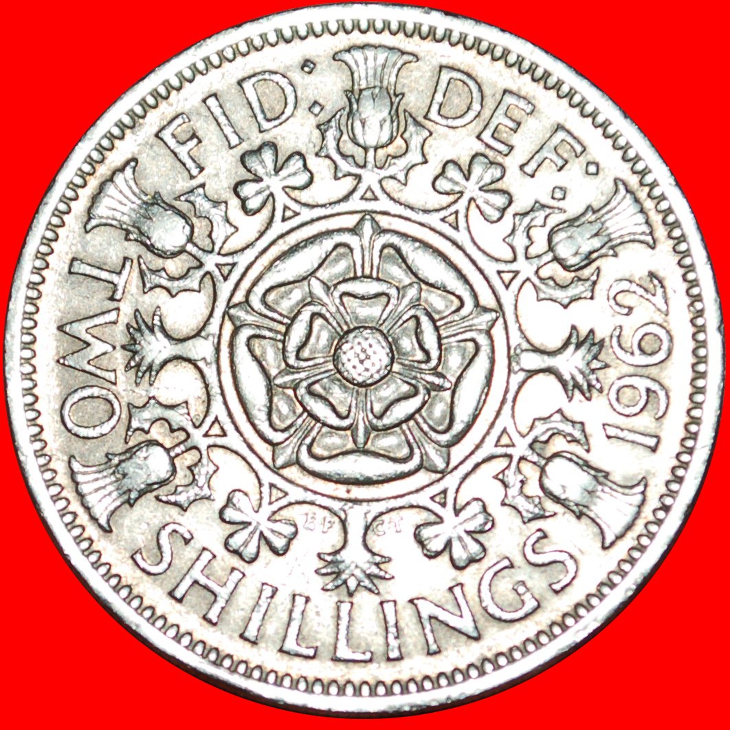 Ⰿ TUDOR ROSE (1953-1970): GREAT BRITAIN ★ FLORIN 1962★ELIZABETH II 1953-2022★LOW START ★ NO RESERVE!