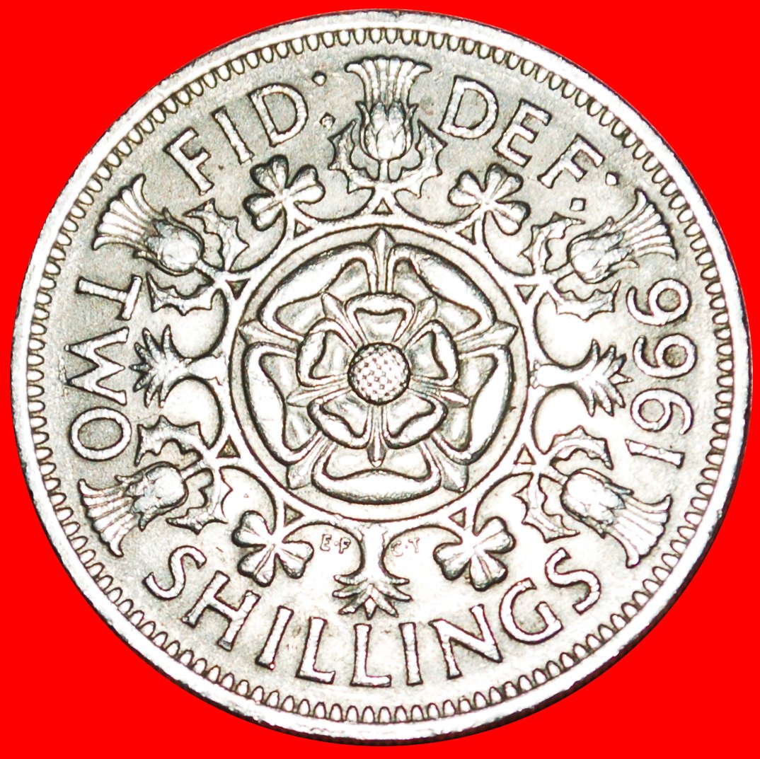  Ⰿ TUDOR ROSE (1953-1970): GREAT BRITAIN ★ FLORIN 1966★ELIZABETH II 1953-2022★LOW START ★ NO RESERVE!   