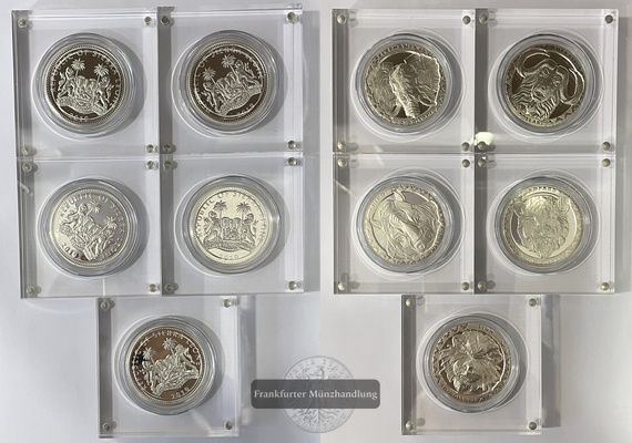  Sierra Leone 20 Dollar 2019 x5 World Wildlife The Big Five Set FM-Frankfurt Feinsilber: 311g   