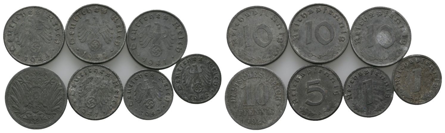  Drittes Reich; 7 Kleinmünzen   