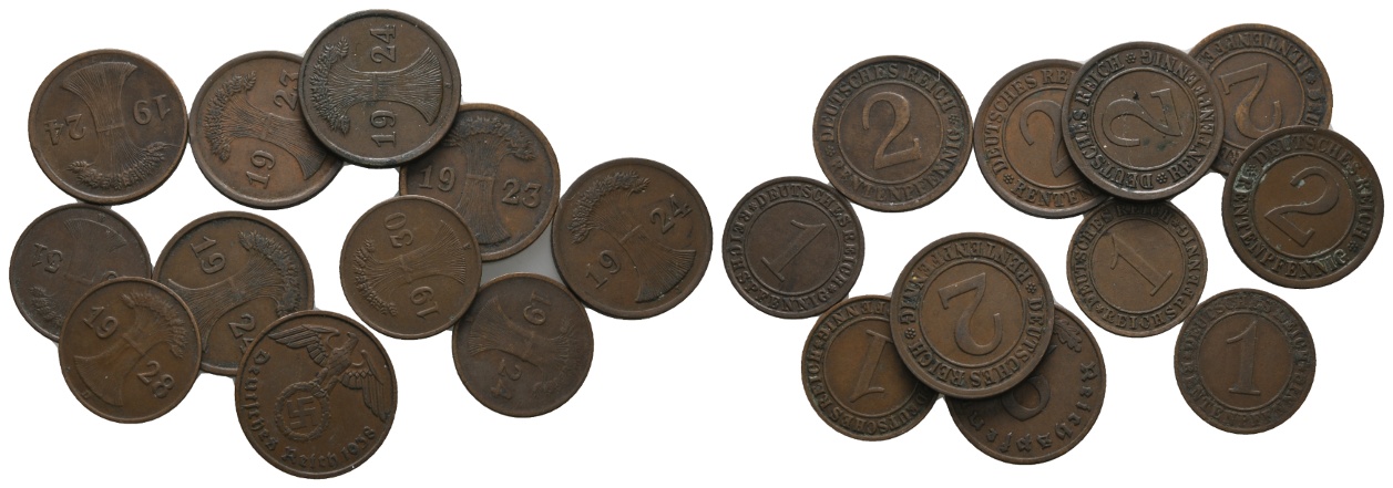  Weimarer Republik; 11 Kleinmünzen   