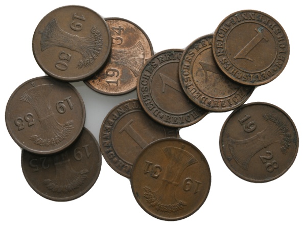  Weimarer Republik; 10 Kleinmünzen   