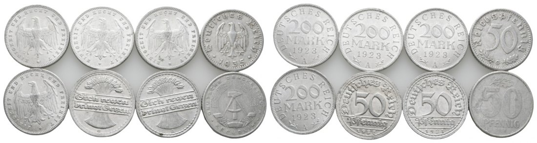  Weimarer Republik / DDR; 8 Kleinmünzen   