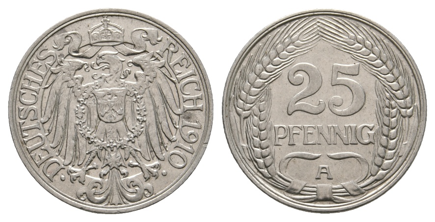  Deutsches Reich; 25 Pfennig A 1910   